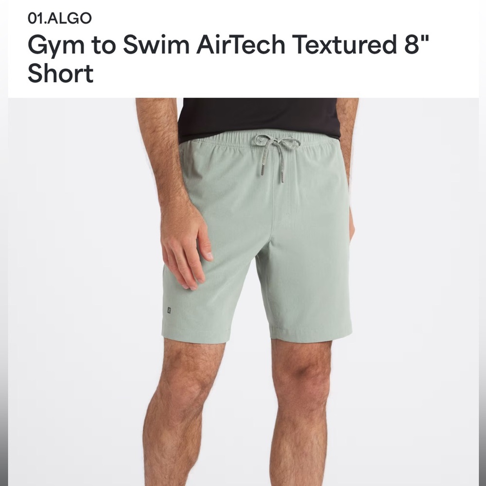 01.ALG0 Gym to Swim AirTech Textured 8" Men's Athletic Shorts - Light Sage